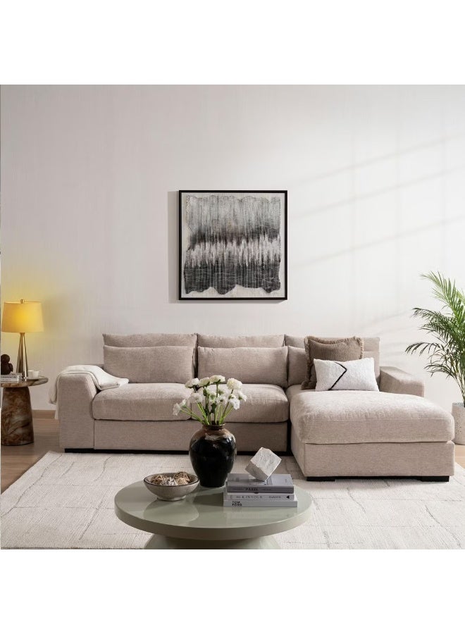 Al Zakharef Furniture Zara Modern Linen Fabric Sectional Sofa with Chaise (Left Side) – Soft Linen Upholstery, Deep Cushioned Seating, Minimalist Luxury Living Room Sofa – Beige - Image 3